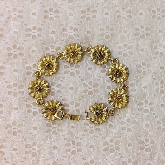 New Multi Sun Flower Links Gold Tone Bracelet Women's Jewelry Gifts - Picture 1 of 7